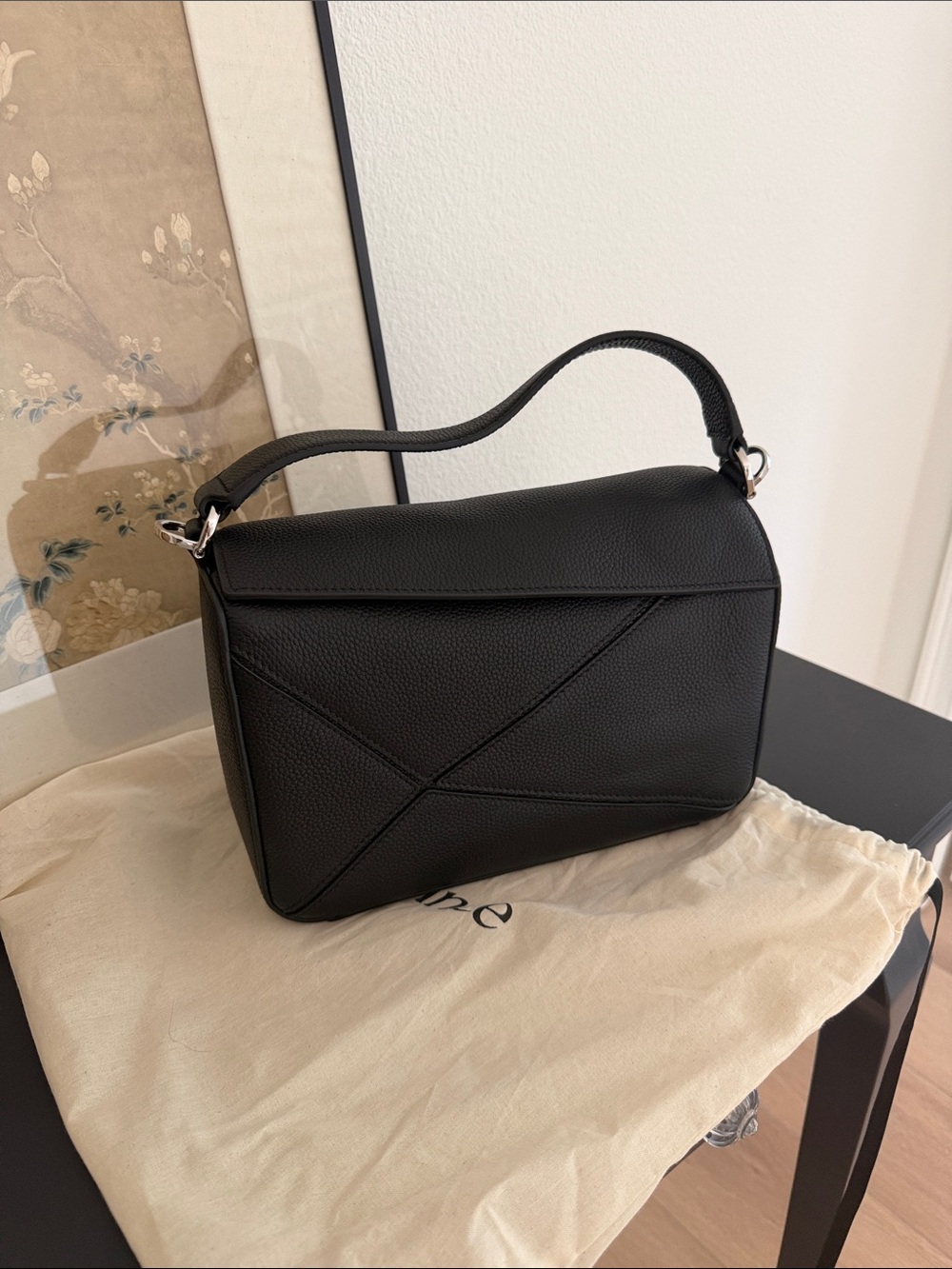 Quince Black Pebbled Leather Shoulder Bag Sabine crossbody